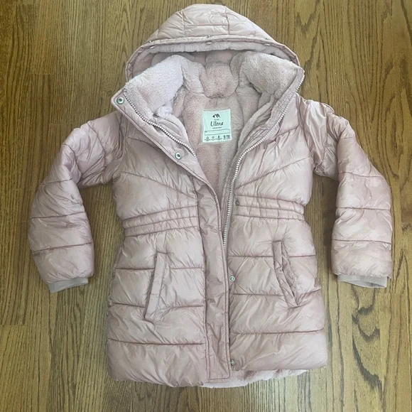 Abercrombie & Fitch Metallic Pink Hooded Puffer Parka - Picture 2 of 7